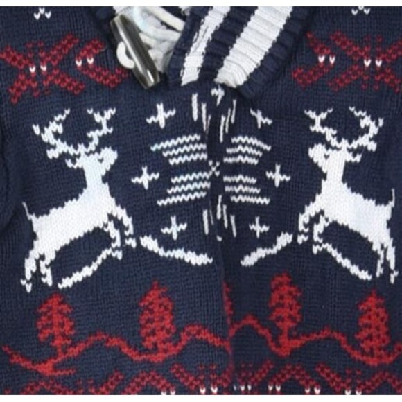 Tommy Hilfiger Reindeer Cotton Sweater Retro 80s Toggle Buttons Size 3T - Picture 3 of 4